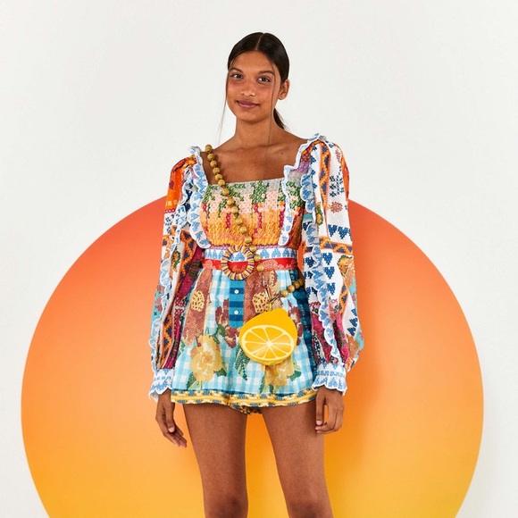 FARM RIO Summer Vibes Stitches Romper (NWT) - Picture 2 of 16